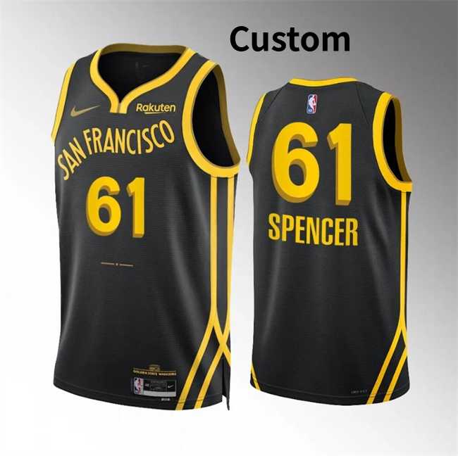 Mens Golden State Warriors Custom Black 2023-24 City Edition Stitched Basketball Jersey